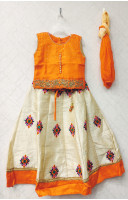 Silk Kids Lehenga With Embroidery And Stone Work On The Top - Also Embroidery Work On The Skirt (KRB22)